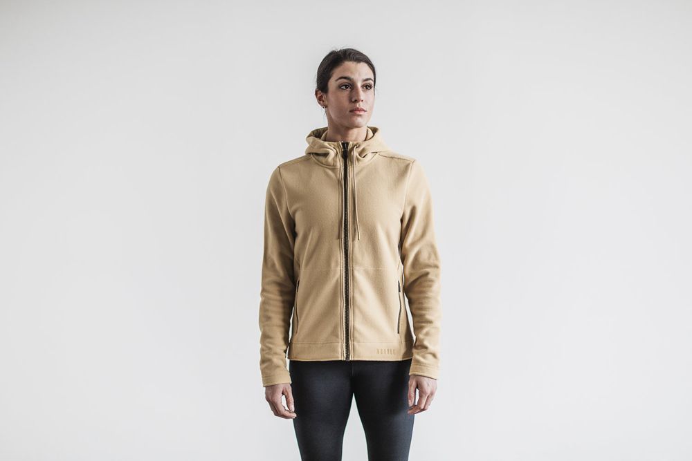 NOBULL Women's Arctic Zip-Up Jackets - Beige - Ireland (2370ILNHY)